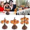 Pumpkin Halloween Snack Bowl Stand Broom Candy Holder Party Serving Fruit Salad