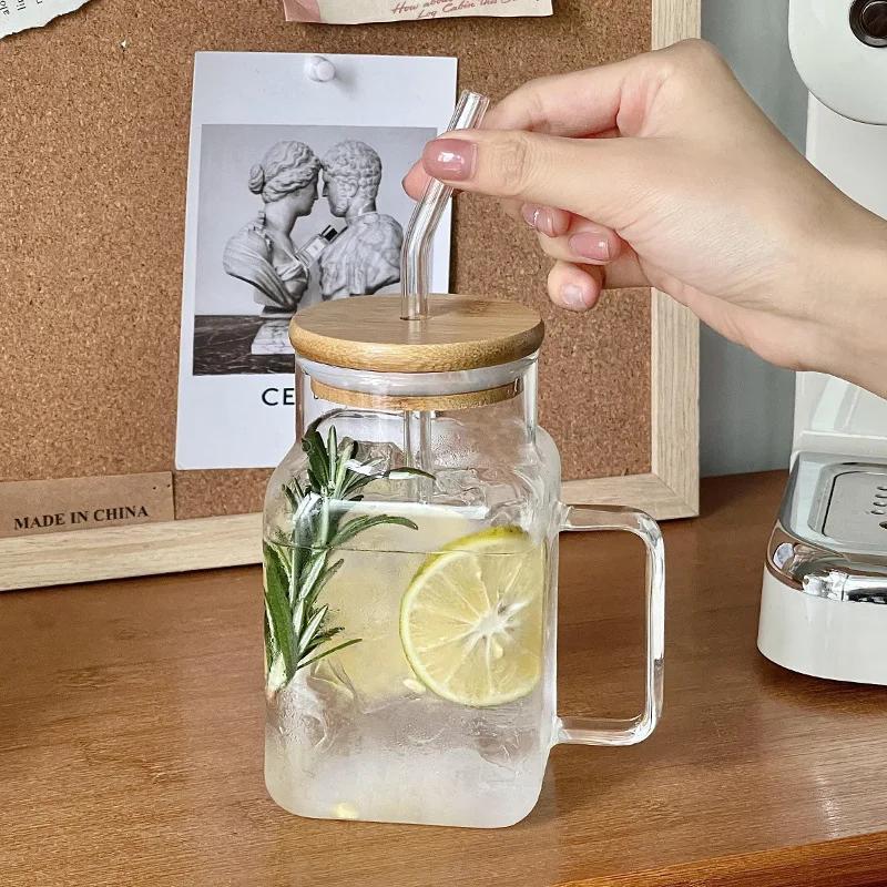1pc 20oz Mason Jar Cups with Lids and Straws Glass Mugs Iced Coffee Tumbler with Straw Summer Drinkware Home Kitchen Items Tool