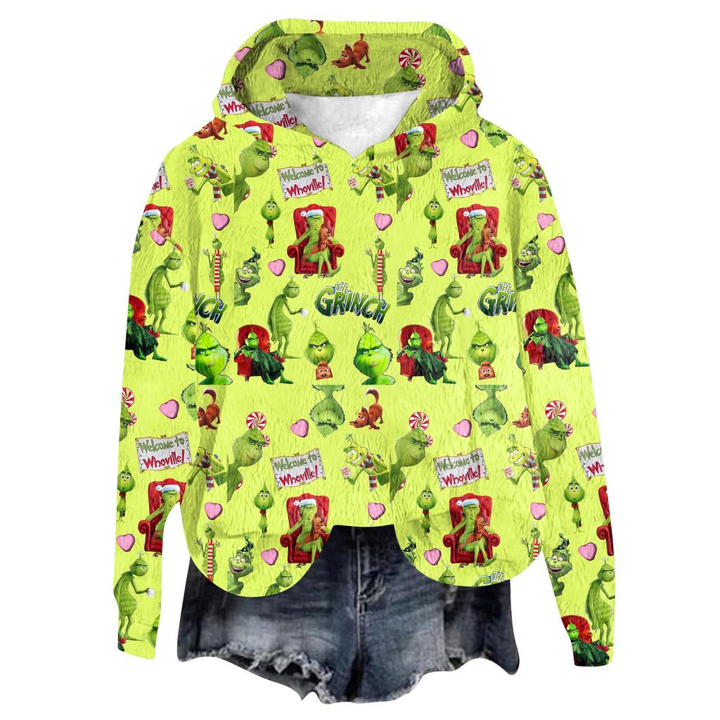 Женская фланелевая толстовка с капюшоном и длинными рукавами с рождественским принтом