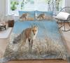 Fox Duvet Cover Set King/Queen Size Orange Lovely Fox Bedding Set For Kids Teens Boys Wild Animal 2/3Pcs Polyester Quilt Cover