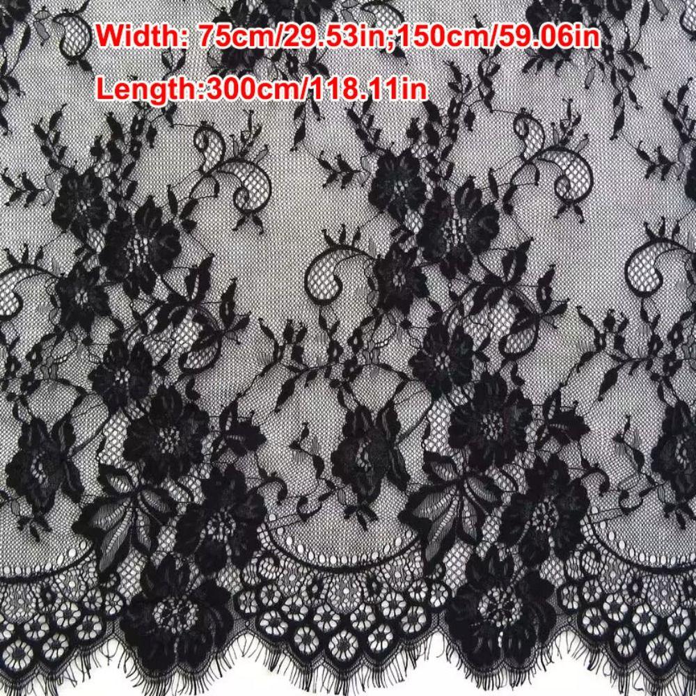 Sewing Lace Fabric White Eyelash Lace Fabric Black Embroidered Floral Lace Eyelash Trim Home Decoration