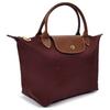 Longchamp Le Pliage Original Серия Тисненый Логотип Нейлоновый Холст И Кожа Пельмень Сумка-тоут Маленькая Женские сумки-тоут Коричневый 1621089P87