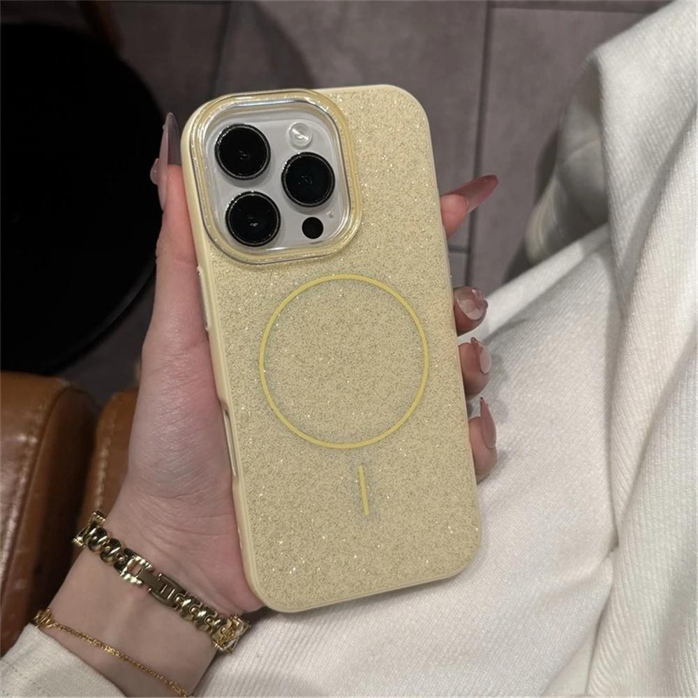 Glitter Wireless Charge Phone Case For For Iphone 11 12 13 14 15 16 Pro Max Plus Magnetic Bumper Back Cover