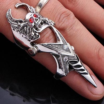 Мужское готическое панк-кольцо Steps Finger Titanium Skull Joint Knight 2 Steel Ring