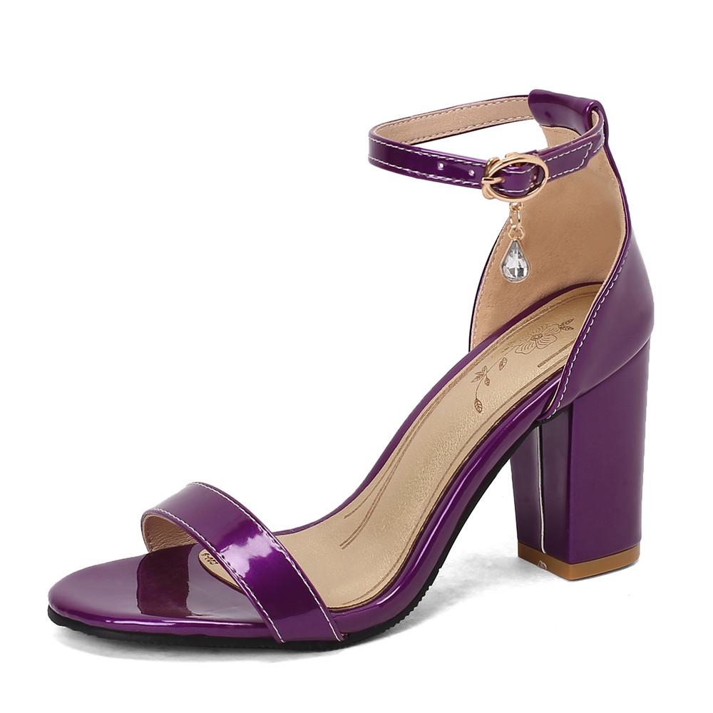 Мода Женские Туфли на Высоком Каблуке Сексуальные Лодочки Открытый Носок Лакированная кожа Толстый Каблук Свадебная Вечеринка Обувь Женские Ремешок с Пряжкой Гладиаторские Сандалии Красный Розовый