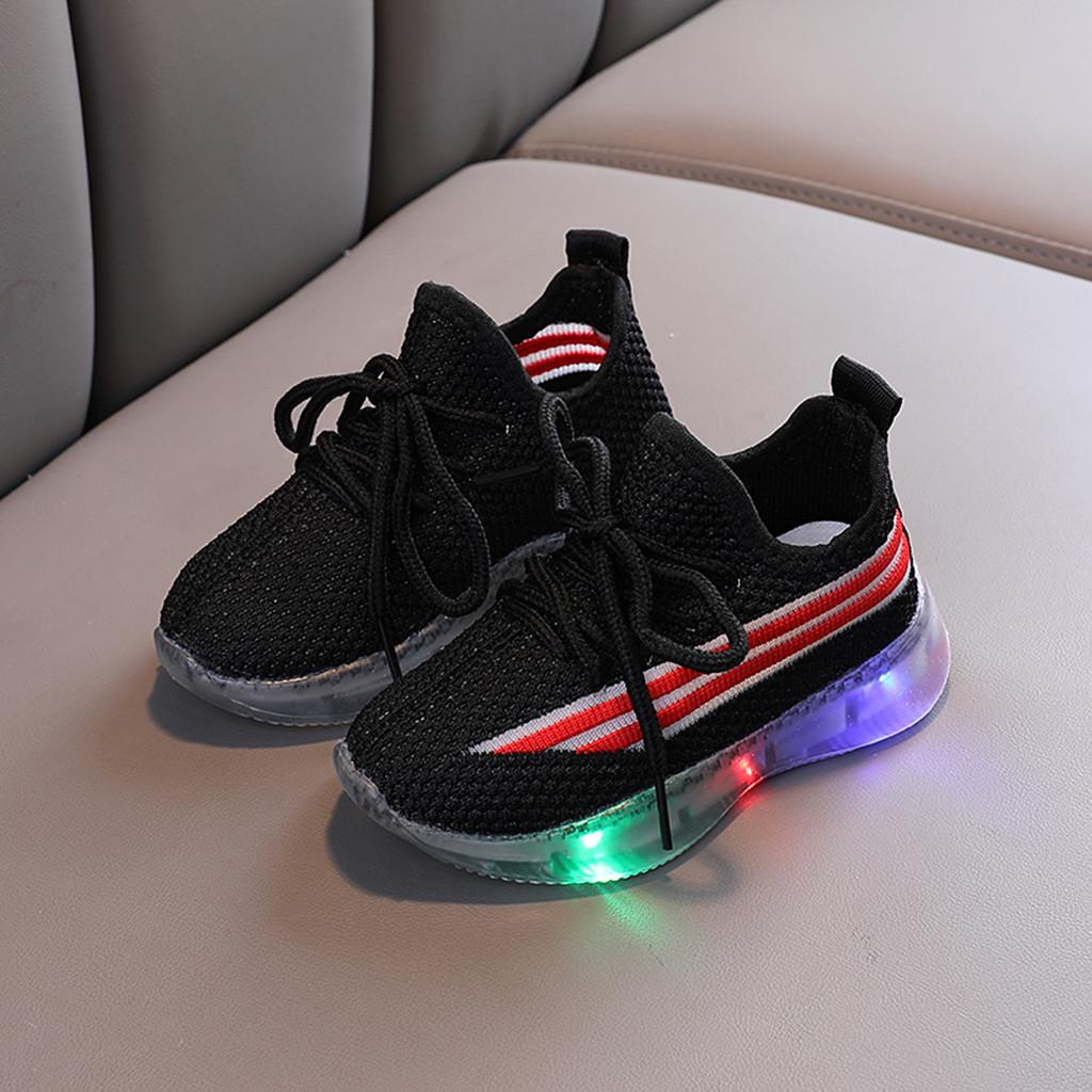 Детские эластичные светящиеся спортивные кроссовки для мальчиков и девочек со светодиодной подсветкой, обувь