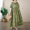 Summer Art Retro Loose Short Sleeved Round Neck Printed Dress for Women Casual Dresses