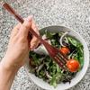 Cabilock Salad Mixing Fork Wood Salad Servers Long Handle Cooking Fork Wooden Kitchen Utensils for Salad BBQ Dessert Vegetable