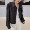 Trendy Women's Hong Kong-Style PU Leather Motorcycle Jacket - Chic, Versatile Outerwear for Spring, Autumn, Winter.