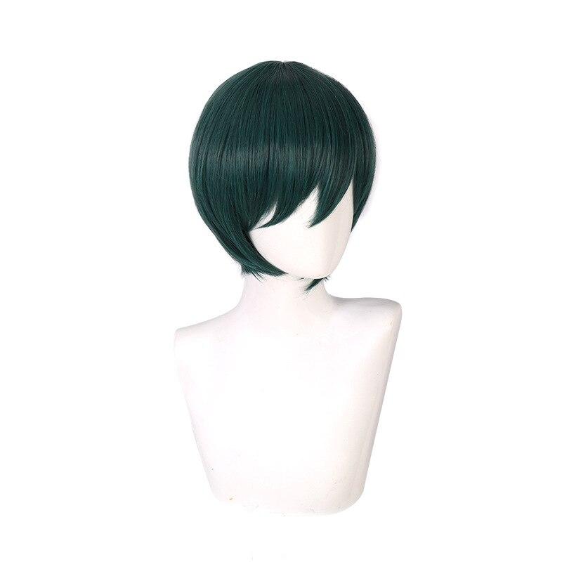 Anime 35cm Maki Zenin Cosplay Wig Anime Jujutsu Kaisen Christmas Dark Green Short Heat Resistant Synthetic Hair Wigs