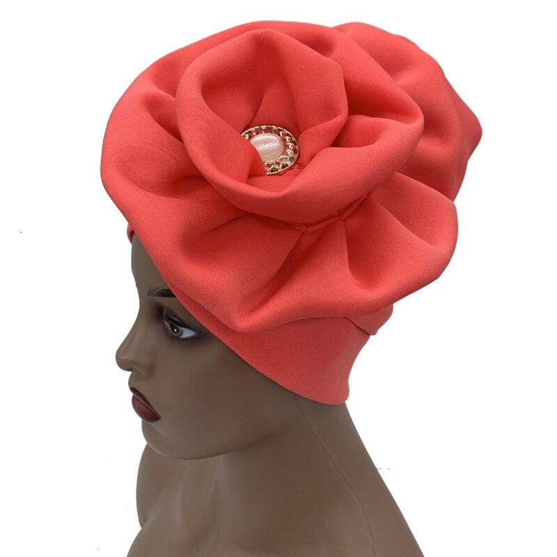 Fashion Women Big Flower Muslim Turban Bonnet Female Beanies Hat Party Headwear Cap