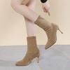 Женская обувь 2024 года, модные женские сапоги с рукавами, осень-зима, острый нос, замшевые, однотонные, сексуальные, на шпильках или тонких каблуках