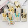 Прозрачный чехол с золотым бабочкой и цветком для Samsung Galaxy S23 S22 S21 S20 Fe Ultra S10 S9 S8 Plus 10e S10lite Note 10plus 20ultra