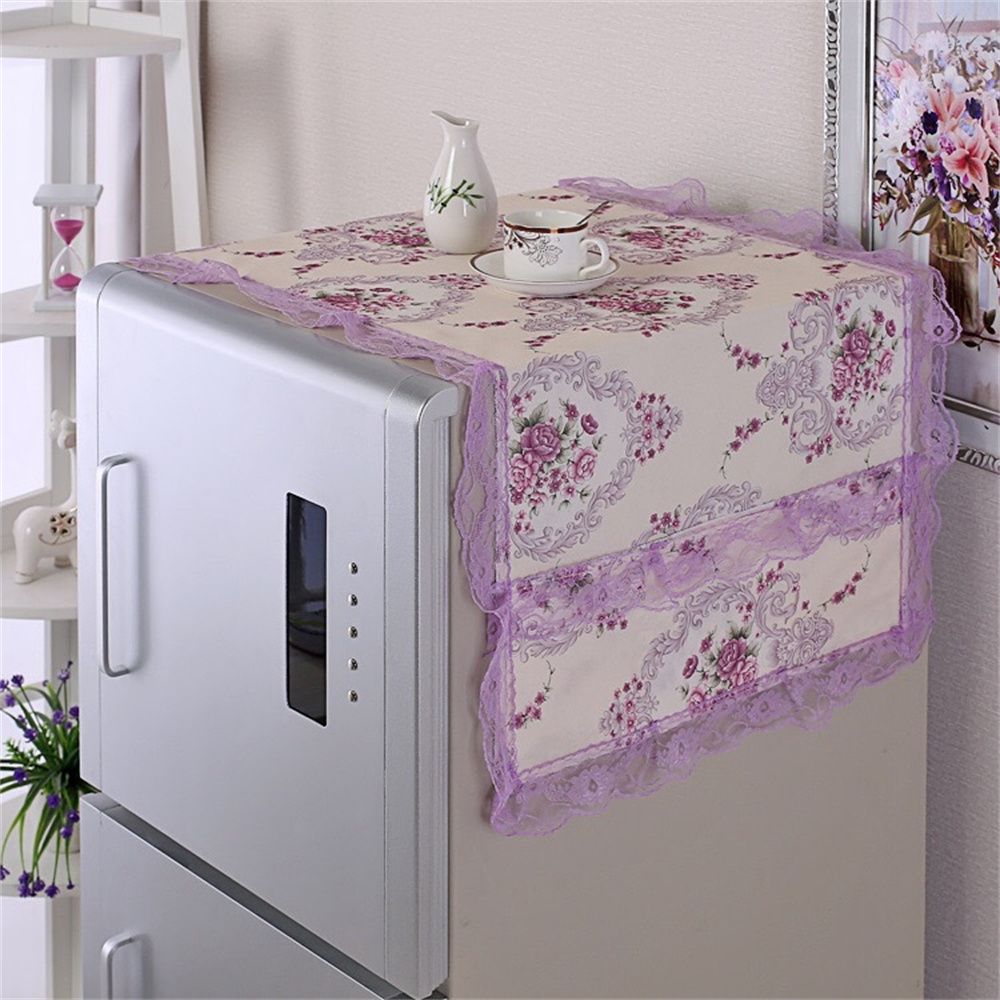 Pink Hanging Bag Art Cloth Dust Cover Refrigerator Cover Cloth Cover Flower