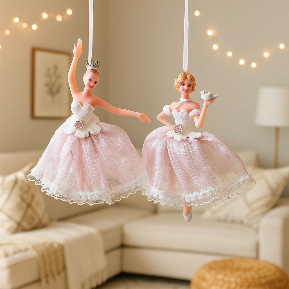 Cute Christmas Ballet Girl Pendant Gauze Skirt Handmade Christmas Tree Pendant Dance Theme Ballet Princess Hanging Ornament