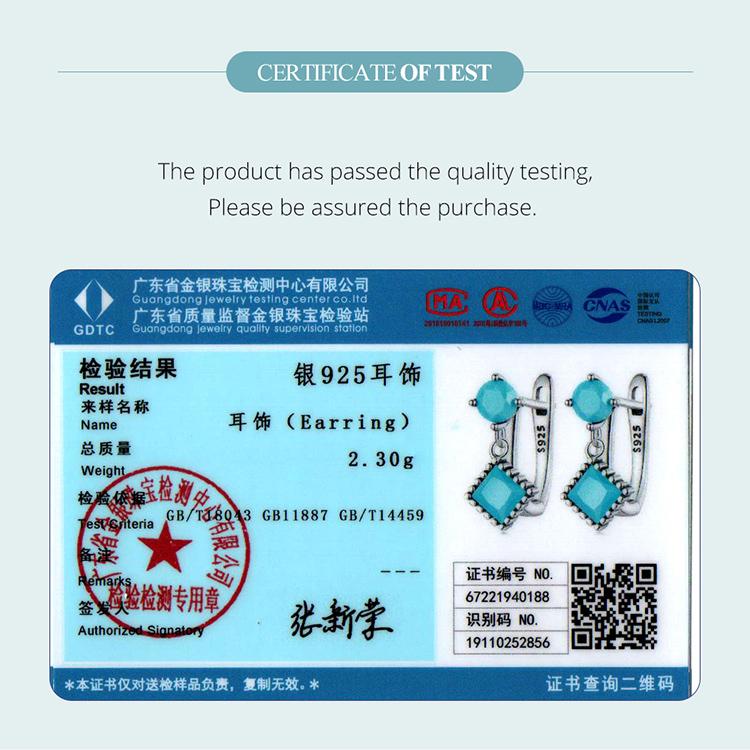 WOSTU Серьги-клипсы из стерлингового серебра 925 пробы с простой бирюзой для женщин, ювелирные изделия