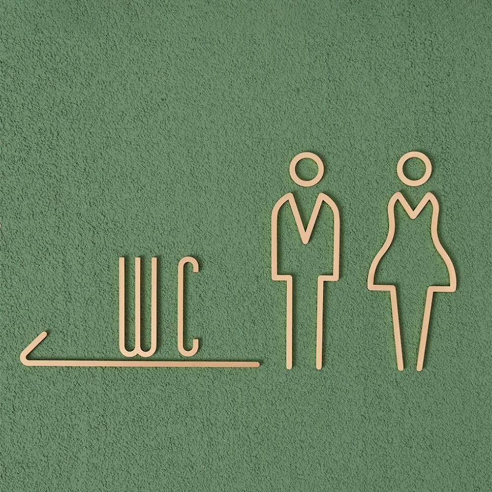 for Hotel,Office,Home Toilet Doorplate Brass Toilet Symbol Bathroom Signage WC Plaque Restroom Sign