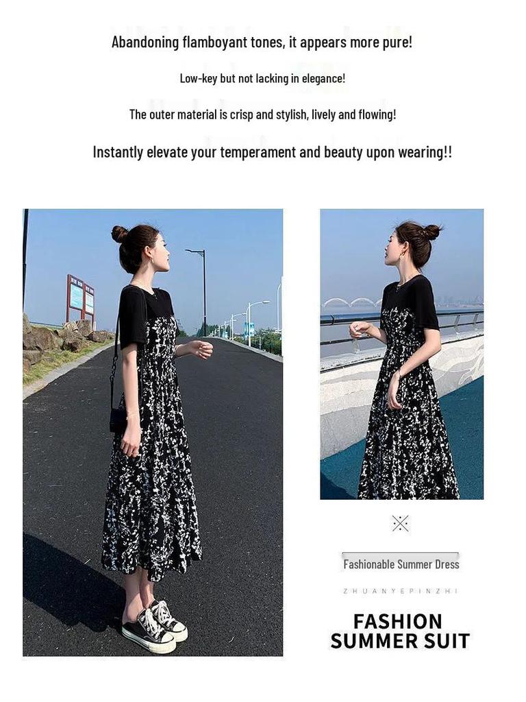 Летнее платье 2022 года в стиле Хепберн, женское, цветочное, миди, с завышенной талией, приталенное, с коротким рукавом