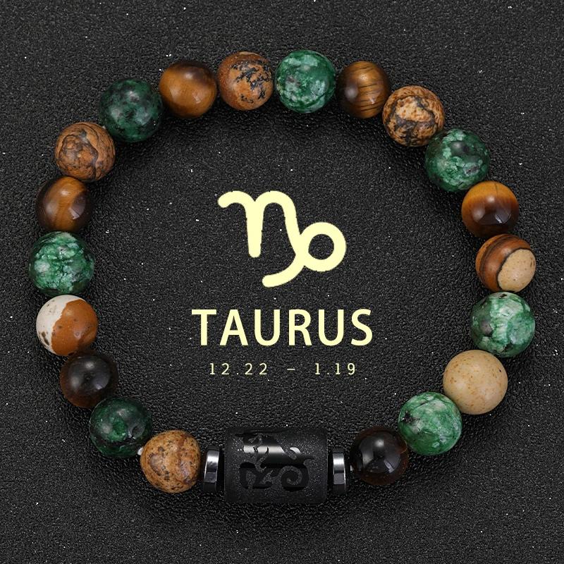 12 знаков зодиака браслеты из натурального камня Телец Рак Дева Рыбы Браслеты Дамы Мужчины Пары Дружба Ювелирные Изделия Подарочный Браслет