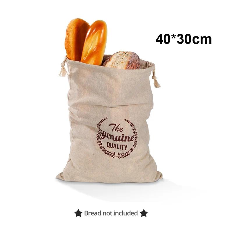 Linen Bread Bag Reusable Bags For Bread Drawstring Bags Homemade Artisan Bread Storage Bag Baguette Bag Food Storage Containers