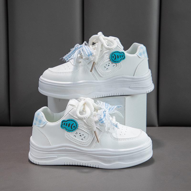 Milky Fufu Spring/Autumn Children's White Skate Shoes - Cute, Versatile, and Comfortable with Thick Soles