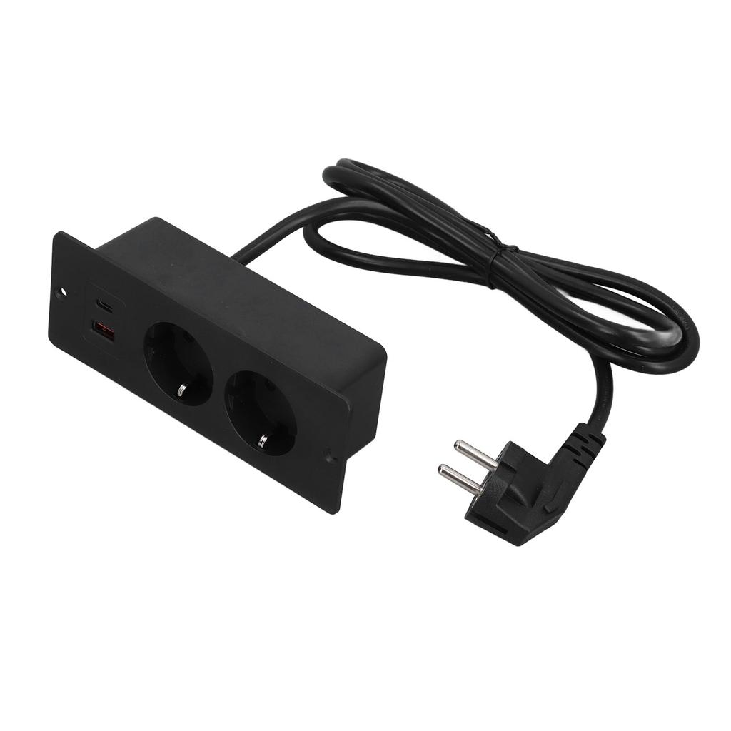 Встраиваемая розетка 2 розетки с портом USB C USB A мощностью PD20W, встроенный удлинитель для мебели, шнур 1,5 м