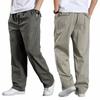 Men's Business Cotton Loose Linen Bottoms Sweat-absorbent Thin Breathable Straight-leg Casual Pants M-6XL