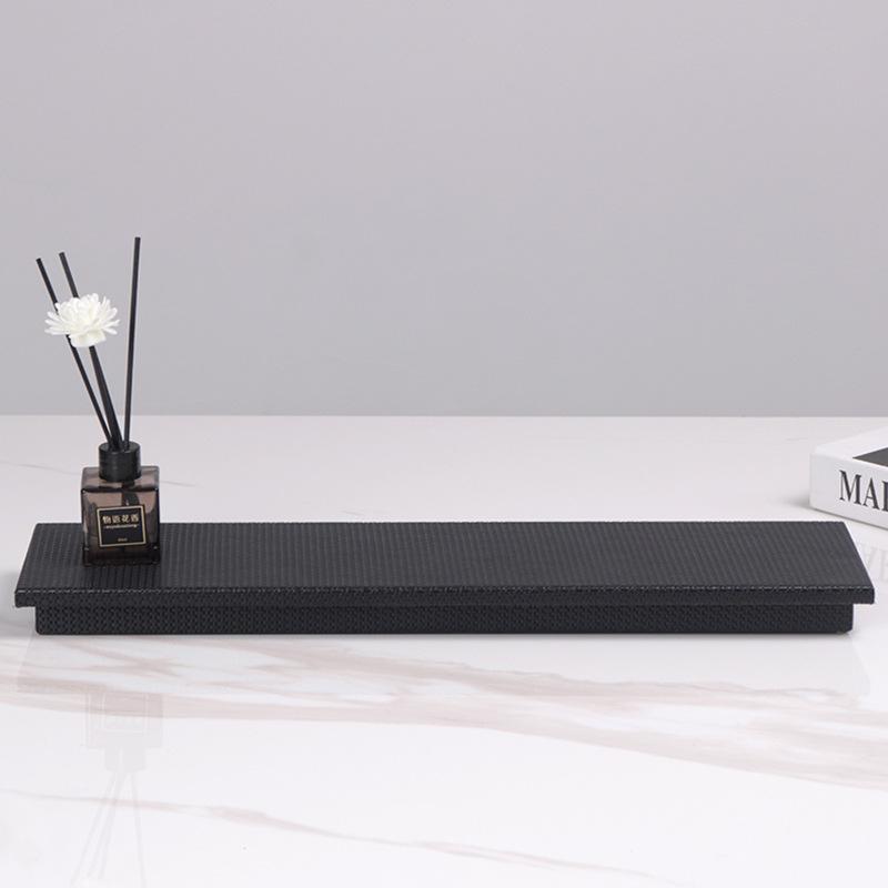 Легкий роскошный стильный поднос из металла и кожи, поднос для хранения ароматерапии, модель дома, мягкое украшение, украшение для журнального столика в прихожей