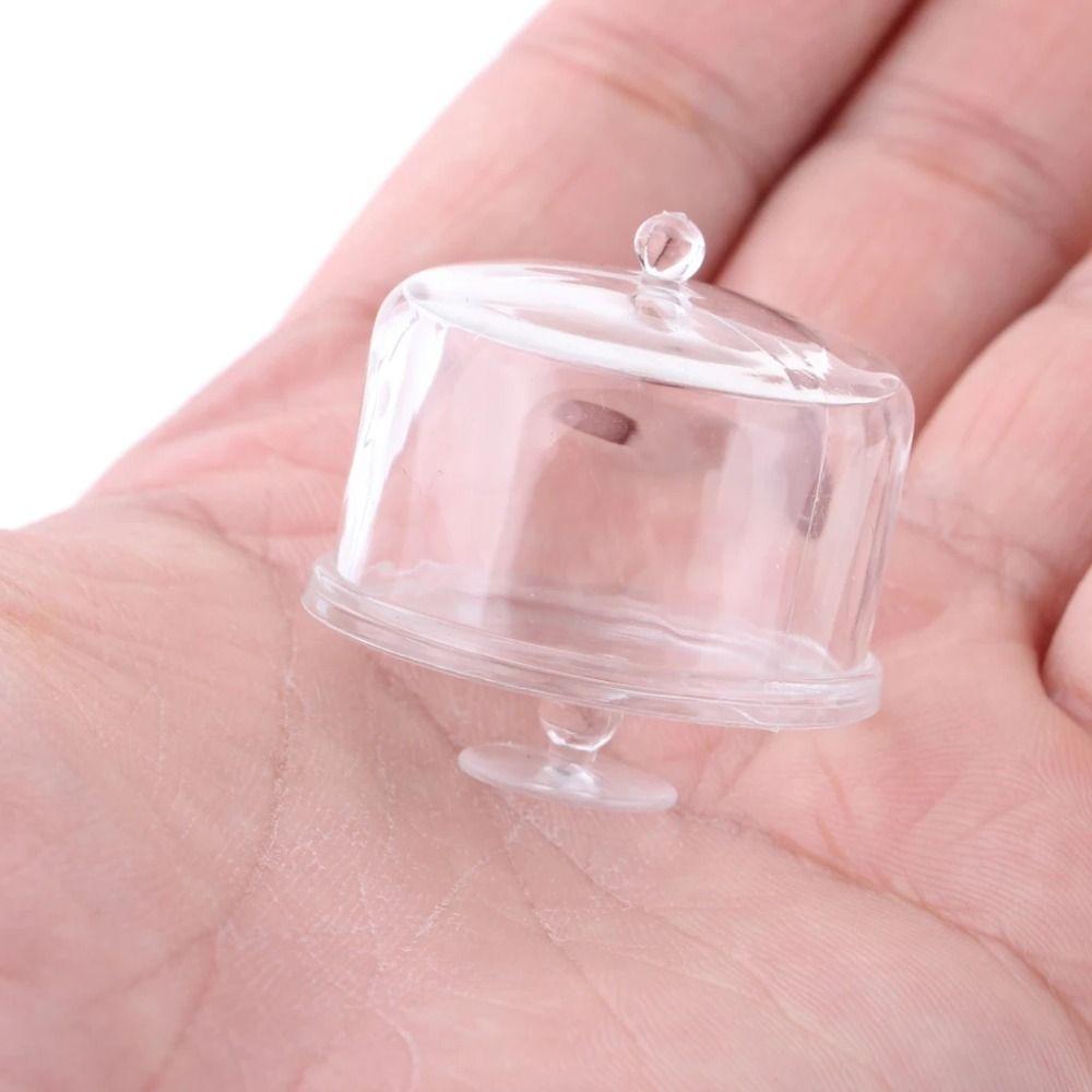 Dessert Pan Cake Display Plate with Lid Cover Miniature Cake Stand Doll Cake stand Kitchen Toys