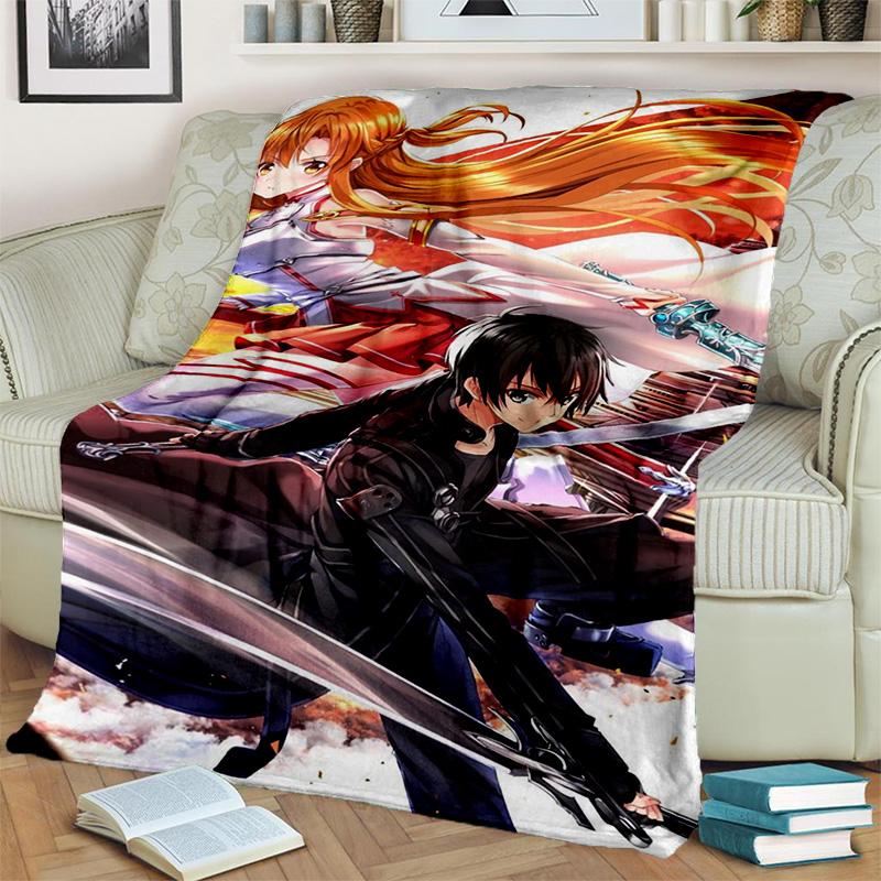 Одеяло с героями мультфильмов «Sword Art Online SAO», мягкое одеяло для дома, спальни, кровати, дивана, пикника, путешествия, офиса, детское одеяло