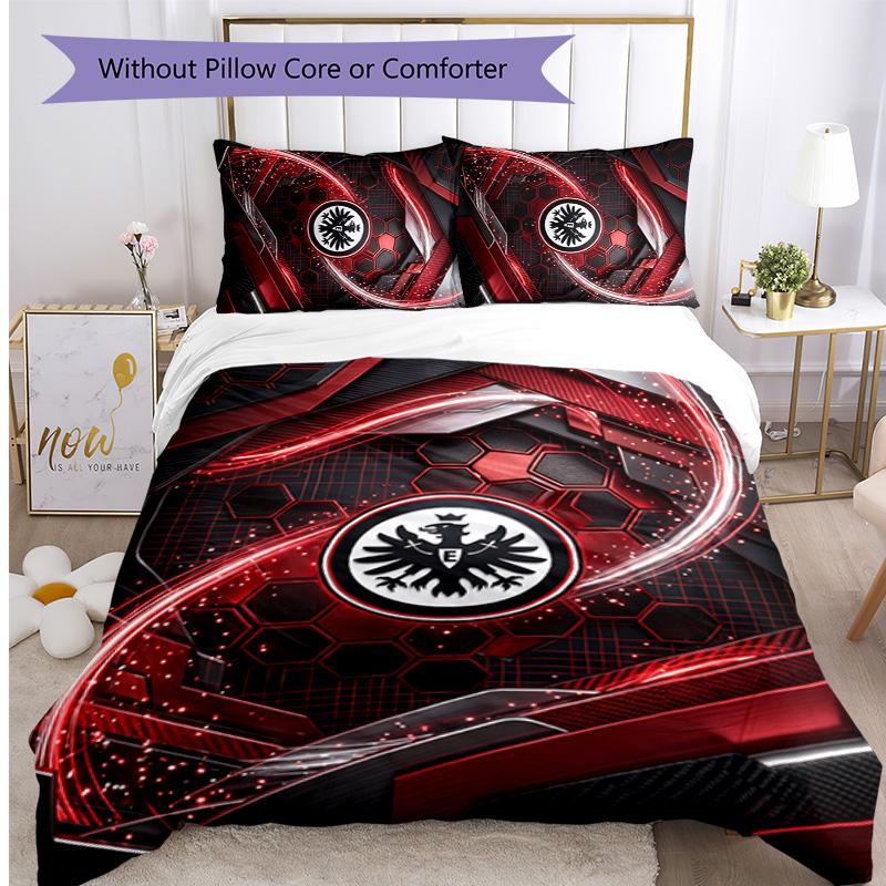 Eintracht Frankfurt Football Printed 3 Pieces Bedding Set, Comfortable Skin Friendly Bedroom Duvet Cover Set
