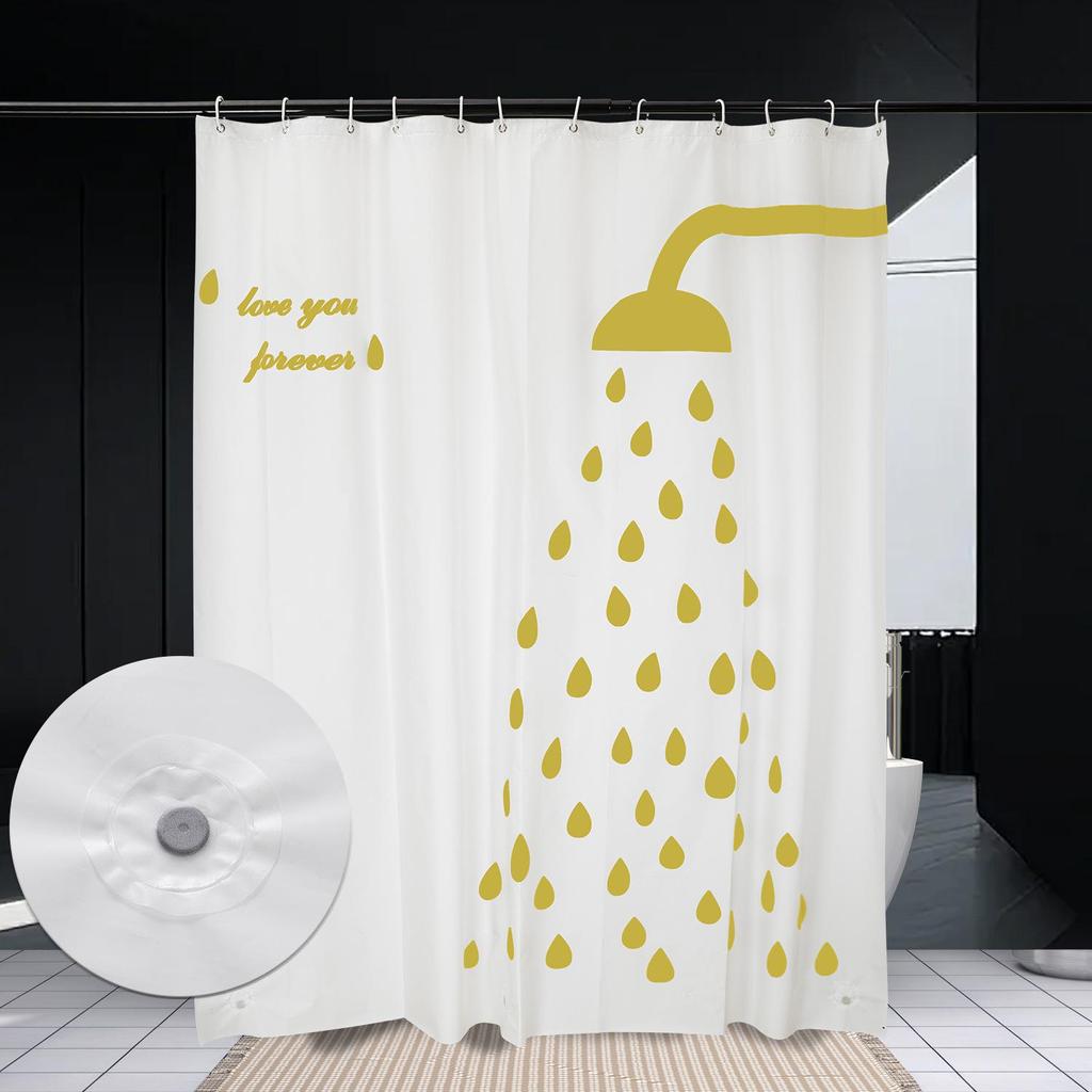 3D-печатная шторка для душа из ПЭВА с крючками – Толстая, водонепроницаемая, устойчивая к плесени перегородка для ванной