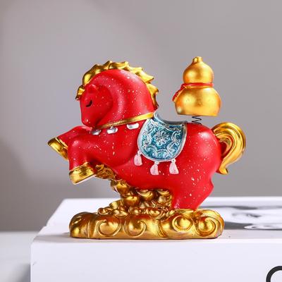 Яркая фигурка лошади из смолы Настольное украшение Китайский стиль Новогодний талисман Миниатюрная Красный талисман удачи Знаки зодиака Украшения для офиса