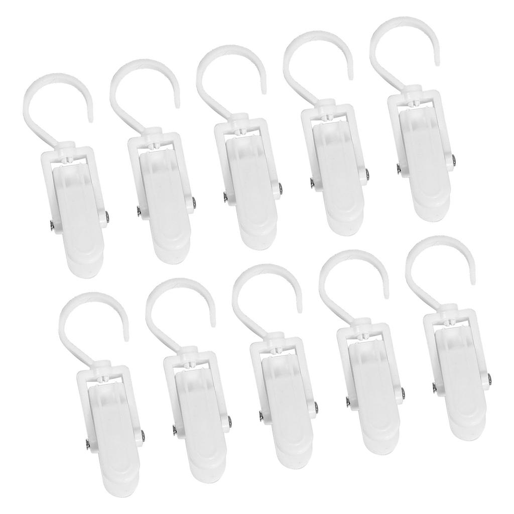 10pcs Clothes Hook Clips Multi Purpose Strong Load Bearing Rotatable Plastic Hat Hanging Clips for Socks Curtains