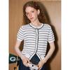 Coolhut Round Neck Casual Striped Knitted Short Top 2025 Summer Women's Knitted Sweater Casual Top Short Sleeve