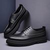 2025 Fashion Brand Male Brogues Footwear Genuine Leather Mens Casual Shoes Thick Sole Height Increasing Shoes Pure Black A46370