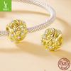 S925 Sterling Silver Plated 14K Gold Leaf Beaded Accessories Romantic Autumn Leaf Inlaid Zircon Beads Loose Beads