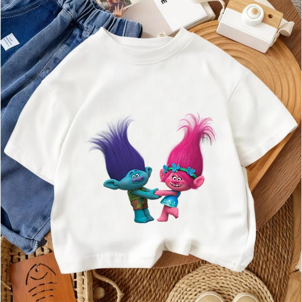 Summer Casual Boys Girls Tee Trolls Kawaii Design Kids Street Style Fashion 3-14 Age