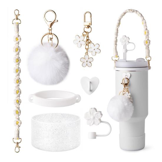 Набор из 7 принадлежностей для стаканов объемом 30/40 унций, силиконовая ручка, ремешок, соломинка для обуви