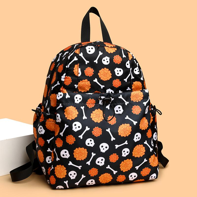 Halloween Backpack New Skull Print Women Backpack Fashion Large-capacity Lightweight Travel Commuter Backpack