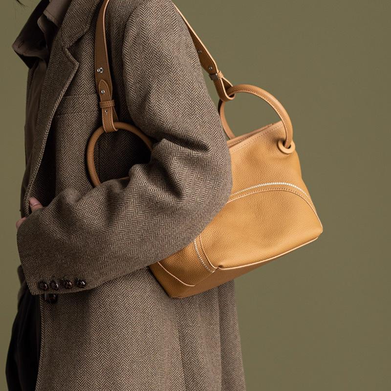 Первый слой из коровьей кожи Niche Commuter Cowhide, сумка-ведро на одно плечо, переносная корзина для овощей, мягкая кожаная сумка, женская универсальная