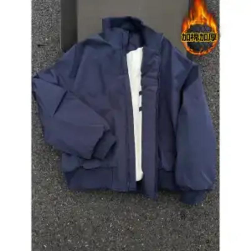 Теплая хлопковая куртка с подкладкой для мужчин Зимняя короткая модель Воротник-стойка Повседневное пальто