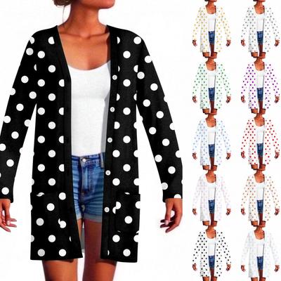 Женский кардиган с длинным рукавом, повседневная куртка с карманами, топ