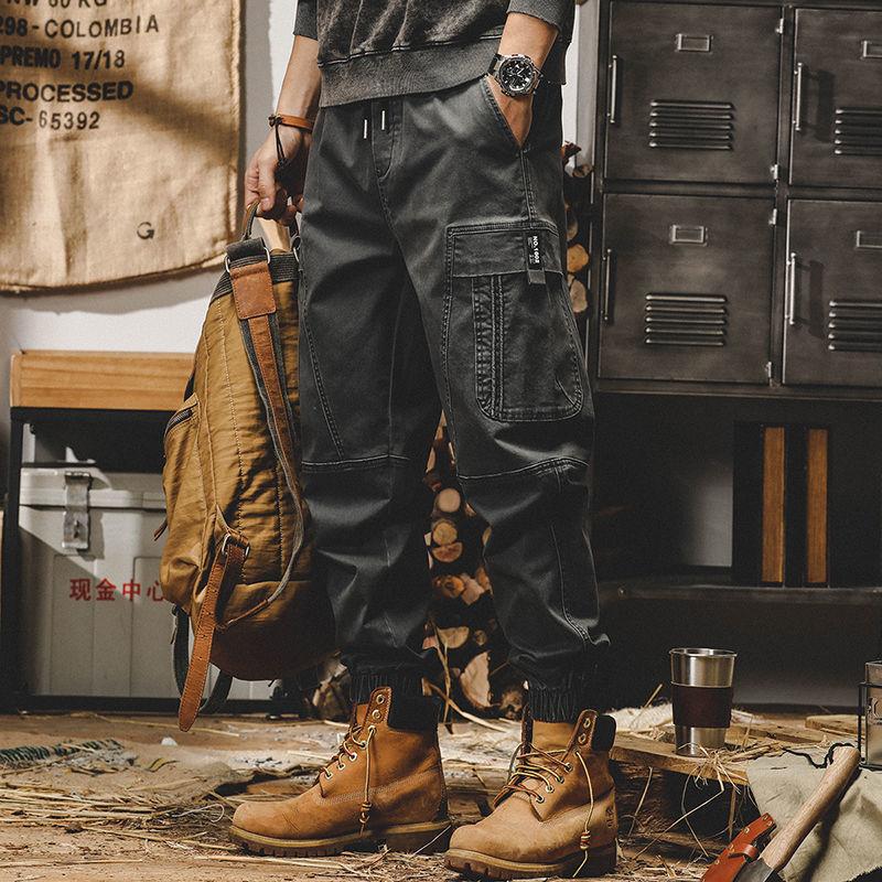 Techwear Брюки-карго Мужские черные брюки-карго Мужская винтажная японская уличная одежда в стиле хип-хоп с карманами Повседневная свободная одежда в стиле сафари