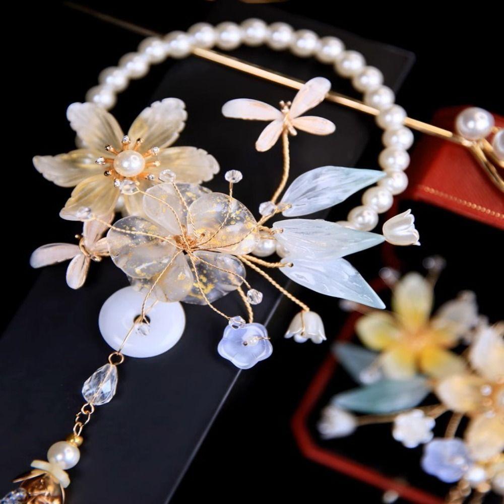 Подтонированные свадебные головные уборы Пластиковые серьги Жемчужная шпилька для волос Женщины