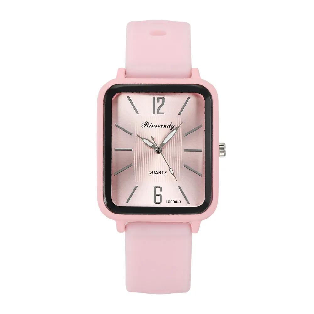Fashion Silicone Women Watches Luxury Qualities Rectangle Quartz Wristwatches with Bracelet Simple Black White Female Wristwatch