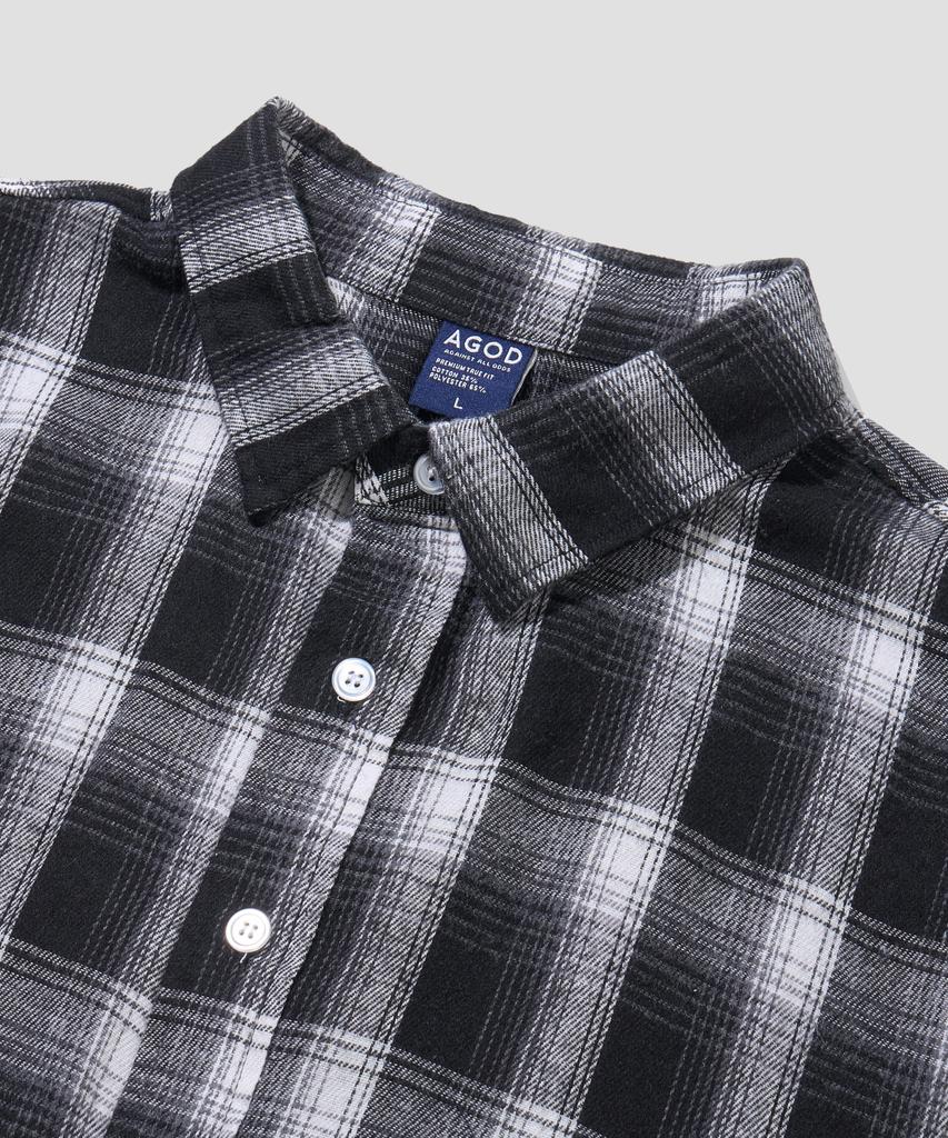 AGOD Oversized Flannel Check Shirt [Black]