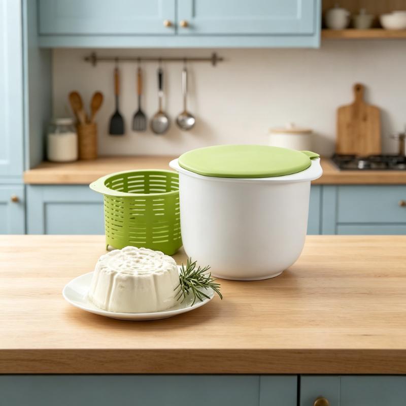 Silicone Microwave Fresh Cheese Maker Kit, Cheese Whey Drain Filter Bucket with Recipe for Homemade Cheese Kitchen Gadgets