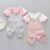 Корейские повседневные шорты с подтяжками для детей 0-4 лет, костюм из двух предметов