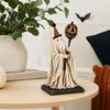 Shabby Fabric Ghost Decoration Vintage Figurine with Glowing Pumpkin Scepter, Halloween Ornament Retro LED Light, Resin Lighted for Indoor Outdoor